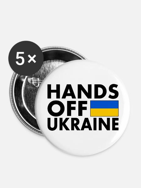 hands off ukraine - Buttons groß 56 mm (5er Pack) - Weiß