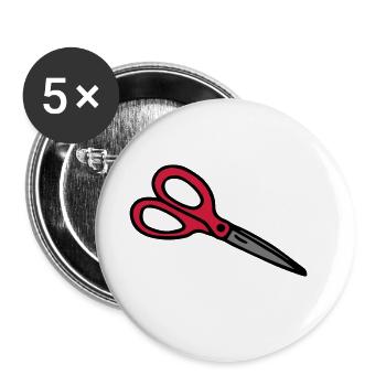 Schere Basteln Schneiderin Friseurin Friseur - Buttons groß 56 mm (5er Pack) - Weiß - Vorne