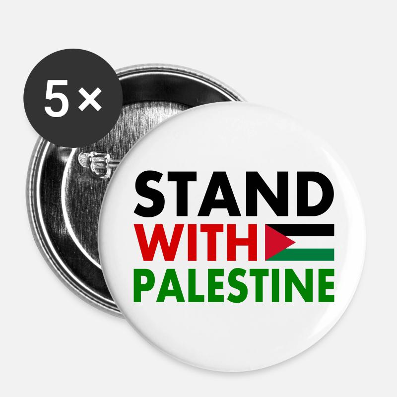 Stand with palestine - Buttons large 2.2''/56 mm (5-pack) - white