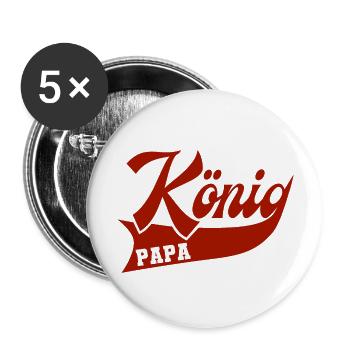 König Papa - Vatertag - Väter - Super Papa - Dad - Buttons groß 56 mm (5er Pack) - Weiß - Vorne