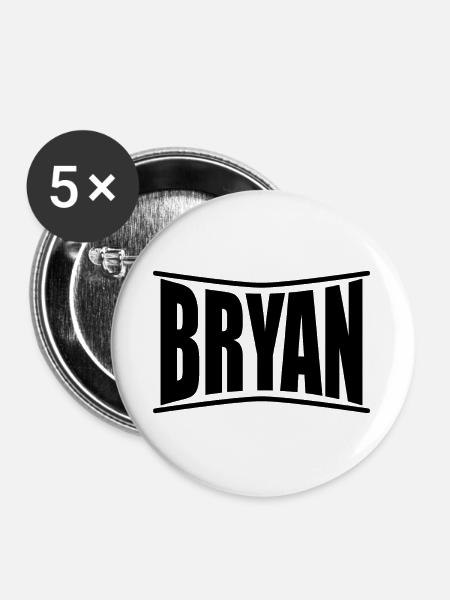 Bryan T-Shirt Geschenkidee - Buttons groß 56 mm (5er Pack) - Weiß