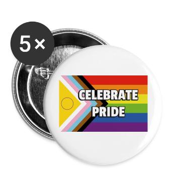Inclusive Pride Progress Flag CELEBRATE PRIDE - Buttons large 2.2''/56 mm (5-pack) - white - Front