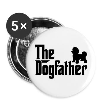 Bichon Frise Dogfather Dog Lover Godfather Style - Lot de 5 grands badges (56 mm) - blanc - Devant