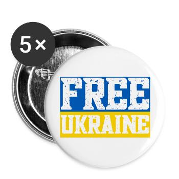 Drapeau de l’Ukraine libre - Lot de 5 grands badges (56 mm) - blanc - Devant