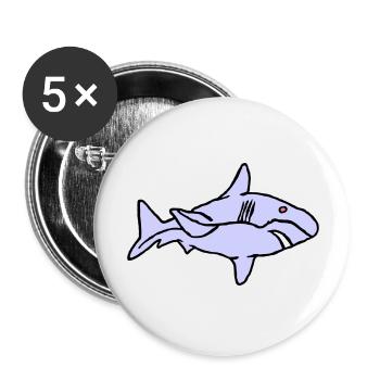 Fish Shark Predator Predator Water Graffiti Ocean - Buttons large 2.2''/56 mm (5-pack) - white - Front