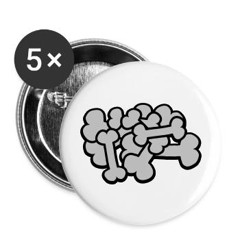 Großer Comic Knochen Haufen - Buttons groß 56 mm (5er Pack) - Weiß - Vorne