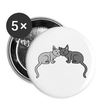 2 aiment les chats mignons - Lot de 5 grands badges (56 mm) - blanc - Devant