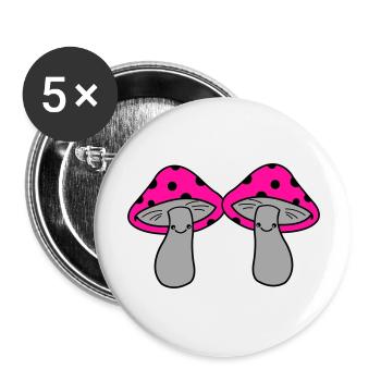 Pilze - Buttons groß 56 mm (5er Pack) - Weiß - Vorne