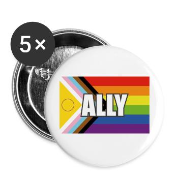 Ally Intersex Inclusive Pride Progress Pride Flag - Buttons large 2.2''/56 mm (5-pack) - white - Front