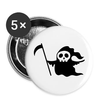 Crâne de mort ambulant avec une faux - Lot de 5 grands badges (56 mm) - blanc - Devant