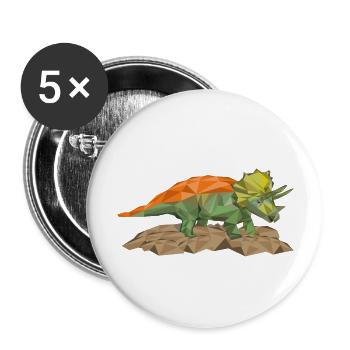 Triceratops Dino im Polygonstil - Buttons groß 56 mm (5er Pack) - Weiß - Vorne
