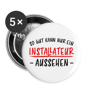 Installateur Job Lustiger Spruch Heizung Geschenk - Buttons groß 56 mm (5er Pack) - Weiß - Vorne