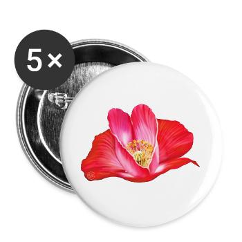 Rote Mohnblume in Herzform - Buttons groß 56 mm (5er Pack) - Weiß - Vorne