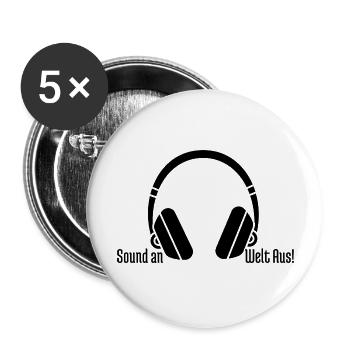 Sound an Welt aus - Buttons groß 56 mm (5er Pack) - Weiß - Vorne
