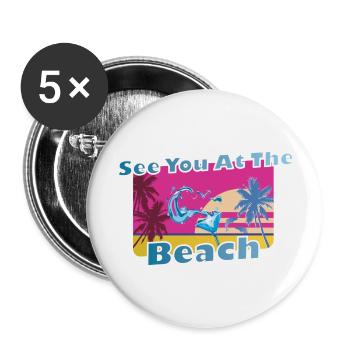 Chemise de fête cool Cadeau de vacances d’été à la plage - Lot de 5 grands badges (56 mm) - blanc - Devant