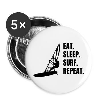 Windsurfer Surf Cadeau Kitesurfer Planche à voile - Lot de 5 grands badges (56 mm) - blanc - Devant