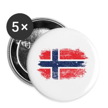 Norwegische Flagge Pinselstrichkreuz - Buttons groß 56 mm (5er Pack) - Weiß - Vorne