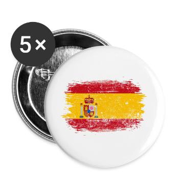 Pinselstrich-Emblem der spanischen Flagge - Buttons groß 56 mm (5er Pack) - Weiß - Vorne