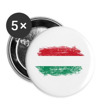 Hungarian Brush Flag Art - Buttons large 2.2''/56 mm (5-pack) - white - Front