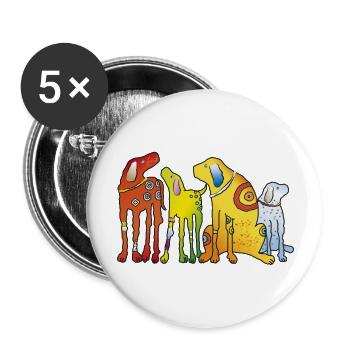Dogs Puppy Dog Pack Pet Terrier Pug - Buttons large 2.2''/56 mm (5-pack) - white - Front