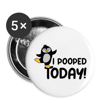 I pooped today Penguin - Buttons large 2.2''/56 mm (5-pack) - white - Front