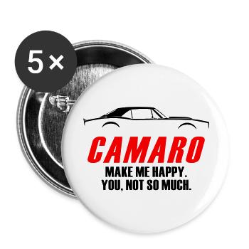 CAMARO ME RENDS HEUREUX, TU N’AS PAS TELLEMENT - Lot de 5 grands badges (56 mm) - blanc - Devant