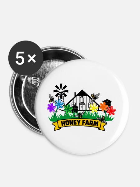 Honigfarm - Buttons groß 56 mm (5er Pack) - Weiß