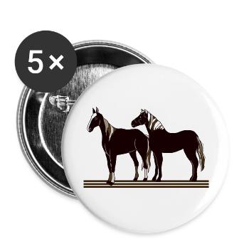Pferde - Buttons groß 56 mm (5er Pack) - Weiß - Vorne