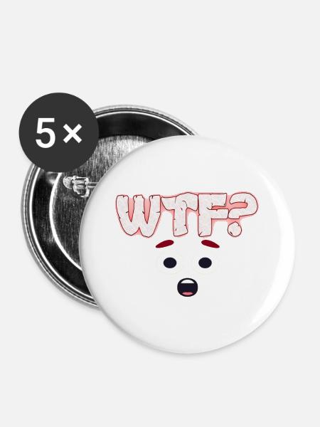 Wtf - Buttons groß 56 mm (5er Pack) - Weiß