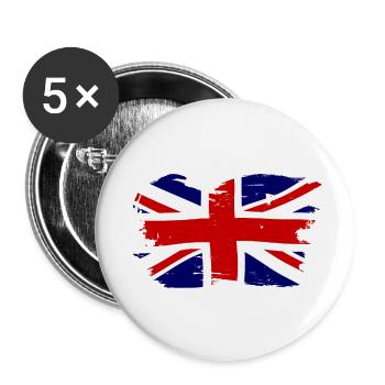 Union Jack British Flag With Grunge - Buttons large 2.2''/56 mm (5-pack) - white - Front