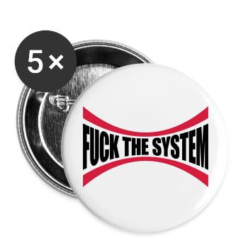 Logo Fuck the system - Buttons groß 56 mm (5er Pack) - Weiß - Vorne