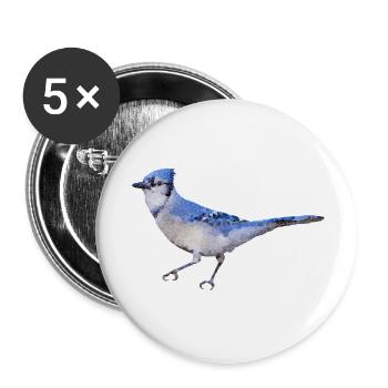 Oiseau ~ le Geai Bleu - Lot de 5 grands badges (56 mm) - blanc - Devant
