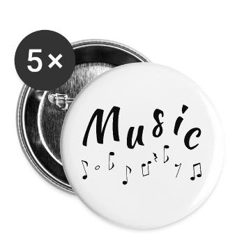Schriftzug music, beste musiksprüche, musiker - Buttons groß 56 mm (5er Pack) - Weiß - Vorne