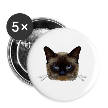 Siam katze, süße Tees, closing - Buttons groß 56 mm (5er Pack) - Weiß - Vorne