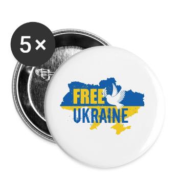 Free Ukraine - Buttons large 2.2''/56 mm (5-pack) - white - Front