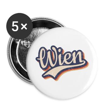 Österreich Wien Vintage Retro Typografie - Buttons groß 56 mm (5er Pack) - Weiß - Vorne