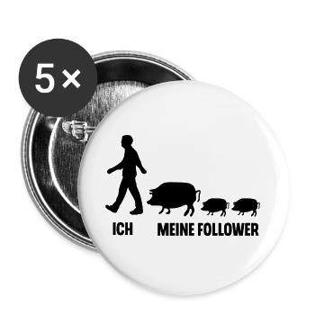 Ich Meine Follower Schweine Landwirt Bauer - Buttons groß 56 mm (5er Pack) - Weiß - Vorne