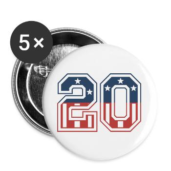 Number 20 USA - Buttons large 2.2''/56 mm (5-pack) - white - Front