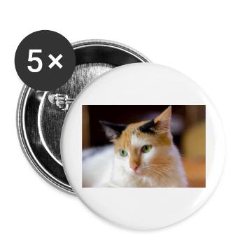 le chat au doux regard - Lot de 5 grands badges (56 mm) - blanc - Devant