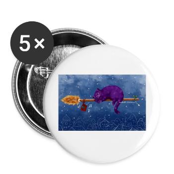 Chat volant - Lot de 5 grands badges (56 mm) - blanc - Devant
