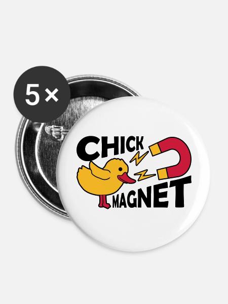 Casanova Chick Magnet Frauenheld - Buttons groß 56 mm (5er Pack) - Weiß