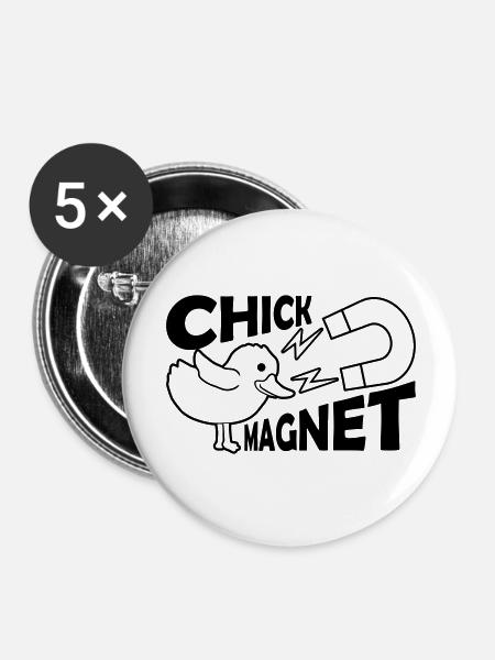 Herzensbrecher Chick Magnet Casanova - Buttons groß 56 mm (5er Pack) - Weiß