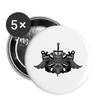 Twin Eagle Crest with Sword - Buttons large 2.2''/56 mm (5-pack) - white - Front