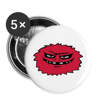 Haariges böses Monster Comic - Buttons groß 56 mm (5er Pack) - Weiß - Vorne