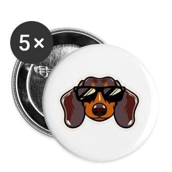 Retro Teckel Vacances Amoureux des chiens - Lot de 5 grands badges (56 mm) - blanc - Devant