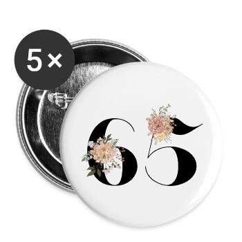 65th Anniversary flowers (Gift of 65 years) - Buttons large 2.2''/56 mm (5-pack) - white - Front