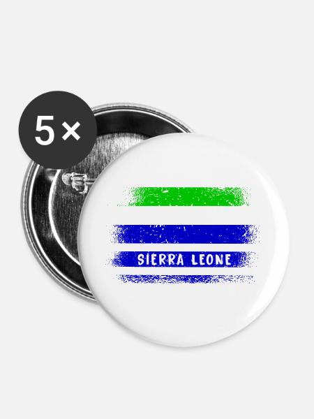 Sierra Leone Flaggen Design - Buttons groß 56 mm (5er Pack) - Weiß
