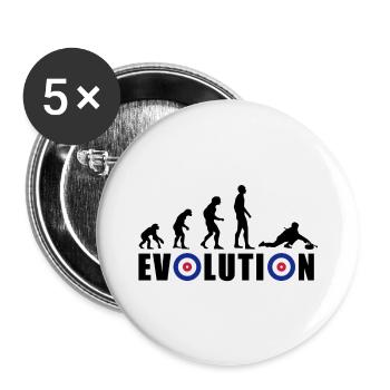 EVOLUTION CURLING Eisstockschießen Geschenk Winter - Buttons groß 56 mm (5er Pack) - Weiß - Vorne