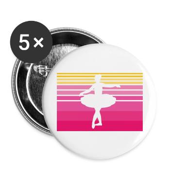 Ballet Dancer Dance Ballerina Sport Girl Femme - Lot de 5 grands badges (56 mm) - blanc - Devant
