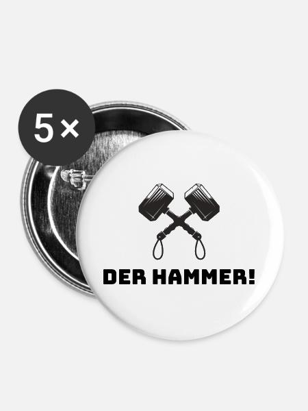 Der Hammer von Thor - Buttons groß 56 mm (5er Pack) - Weiß